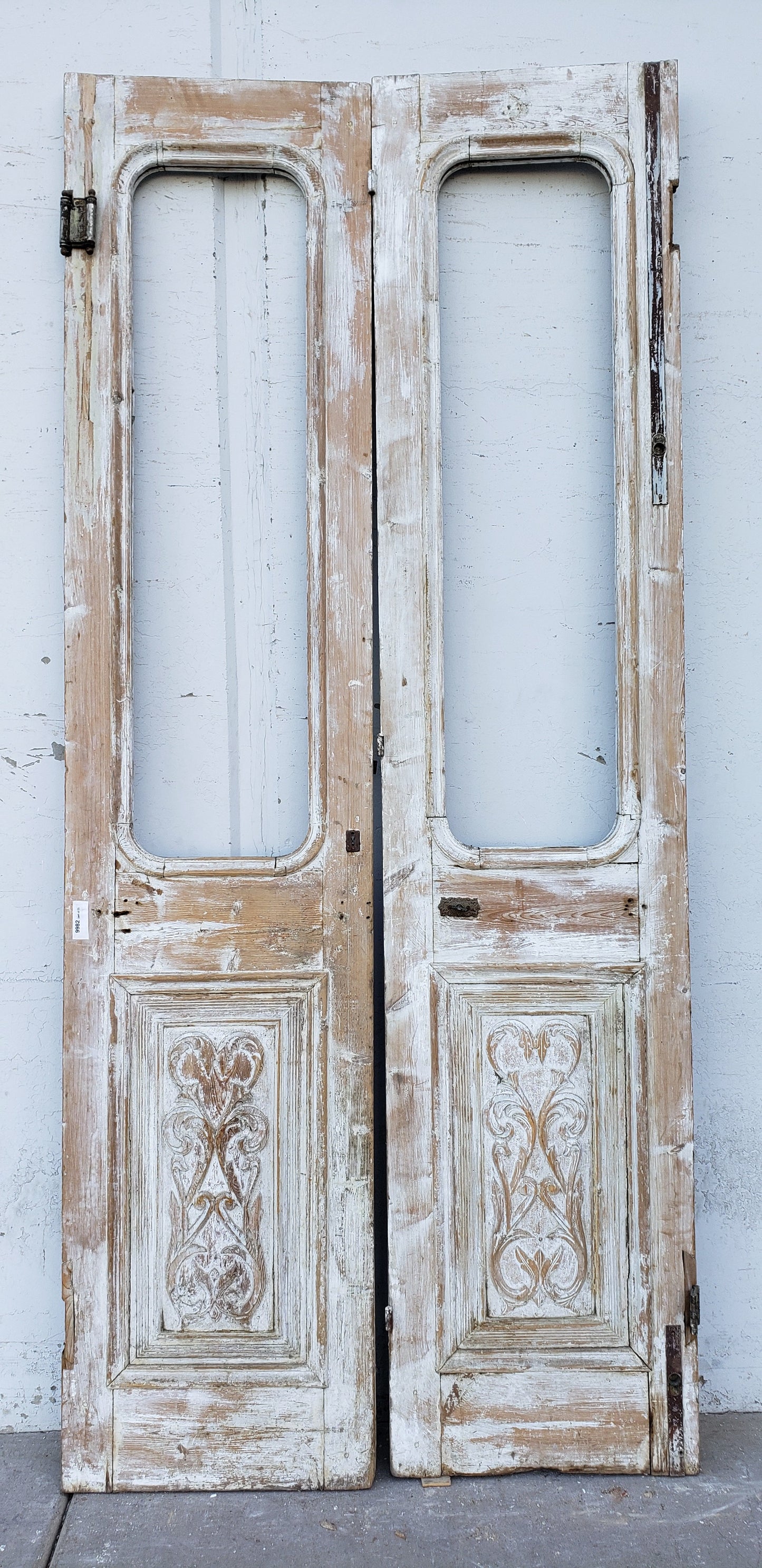 Pair of Single Lite Carved Antique Doors (No Glass)