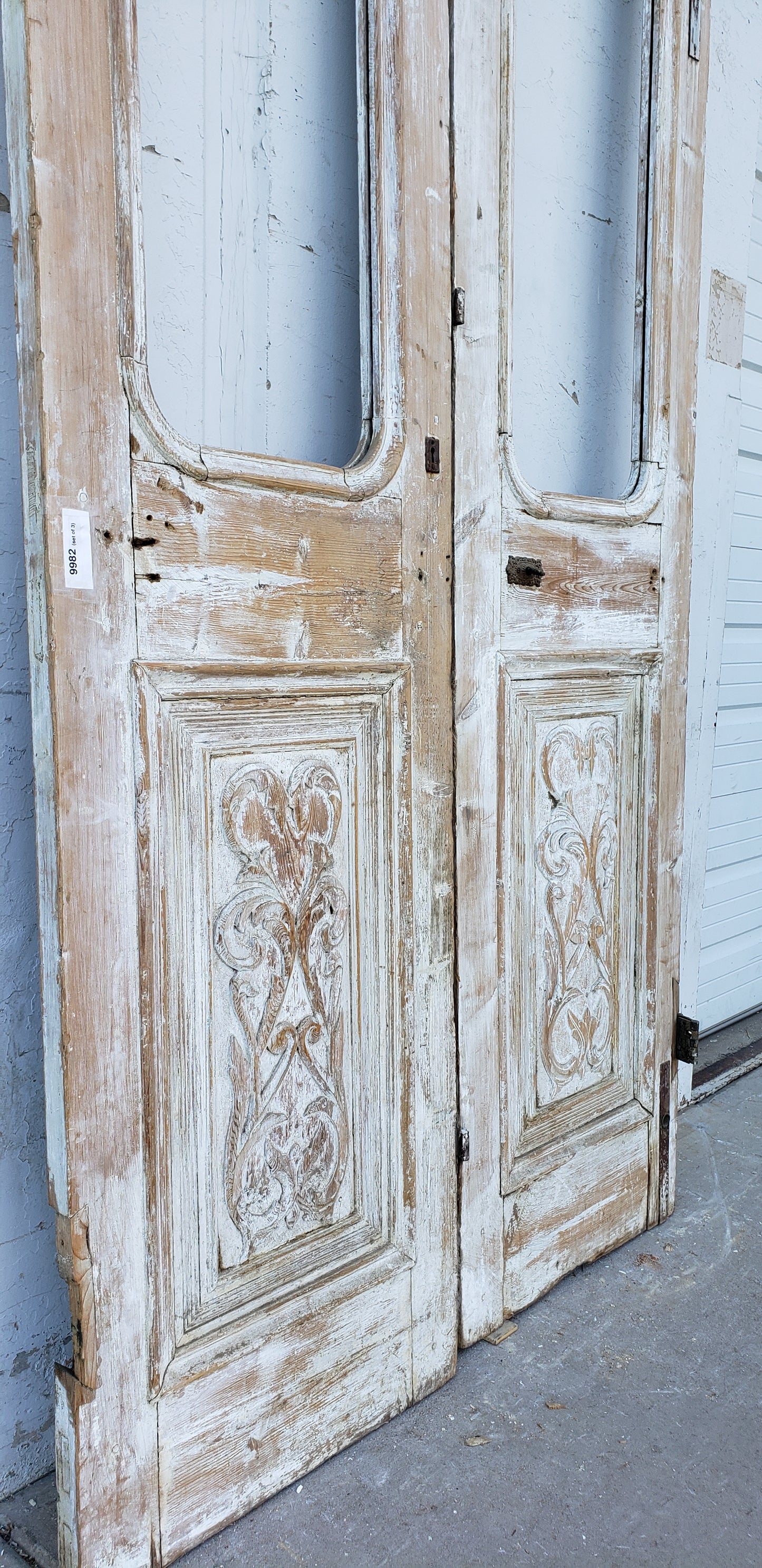 Pair of Single Lite Carved Antique Doors (No Glass)