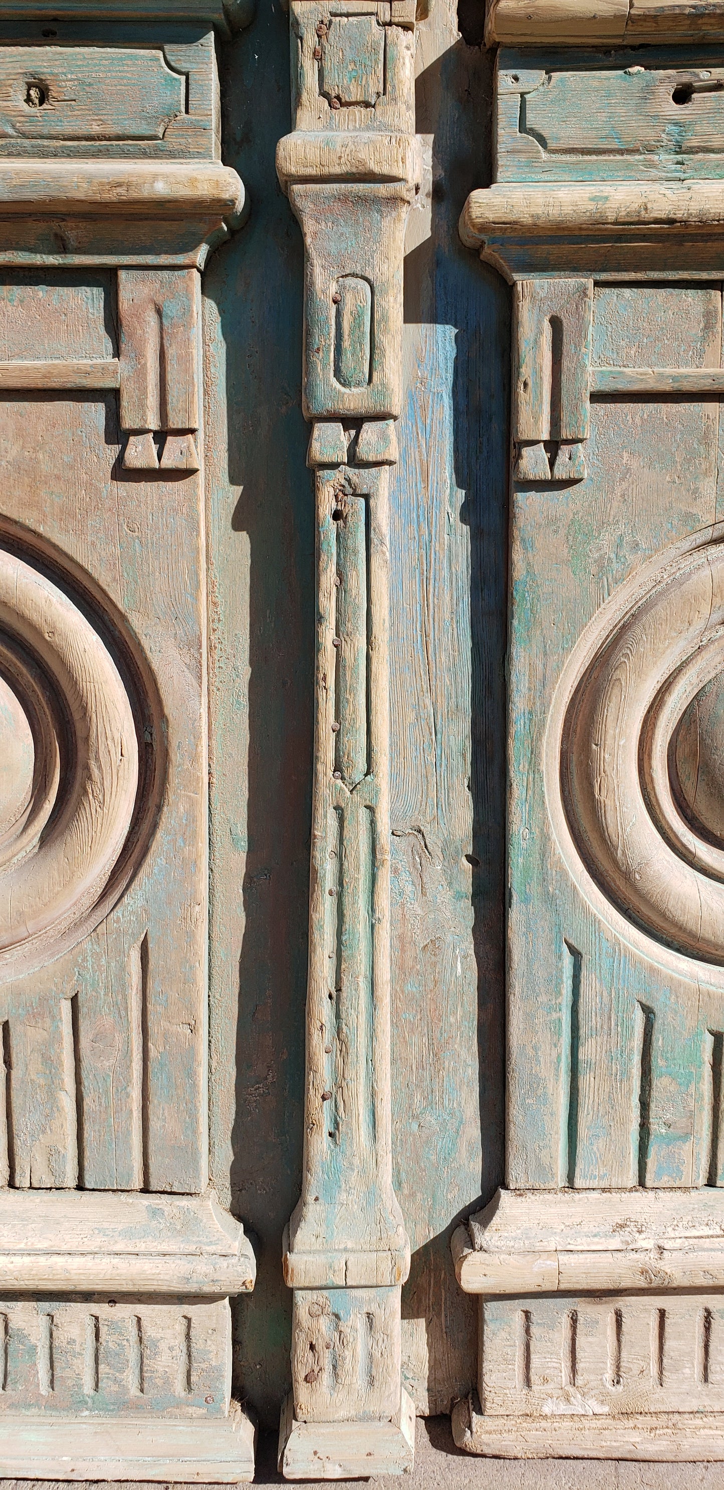 Pair of Antique Painted Single Lite Carved Doors