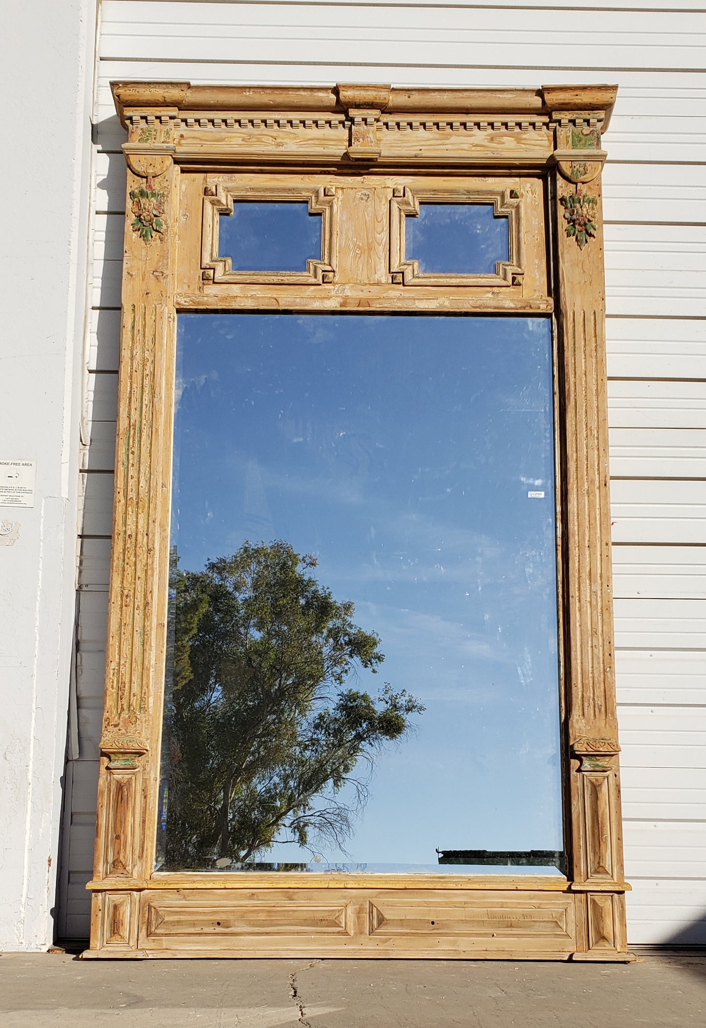 Large Carved Rectangle Wood Mirror