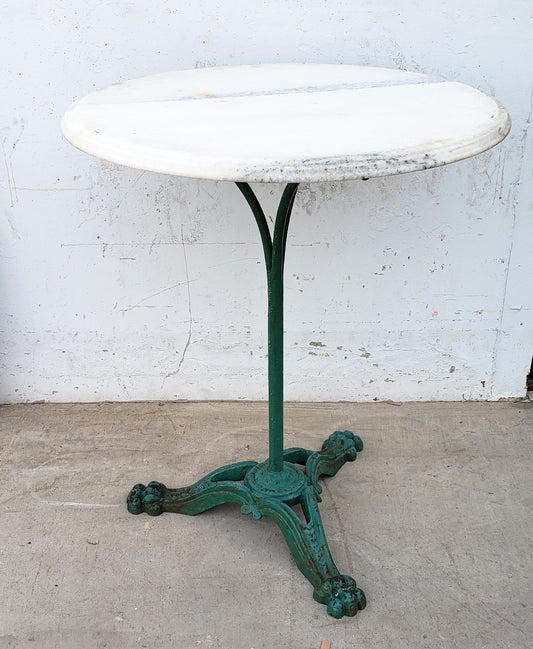 French Green Base Table with Marble Top