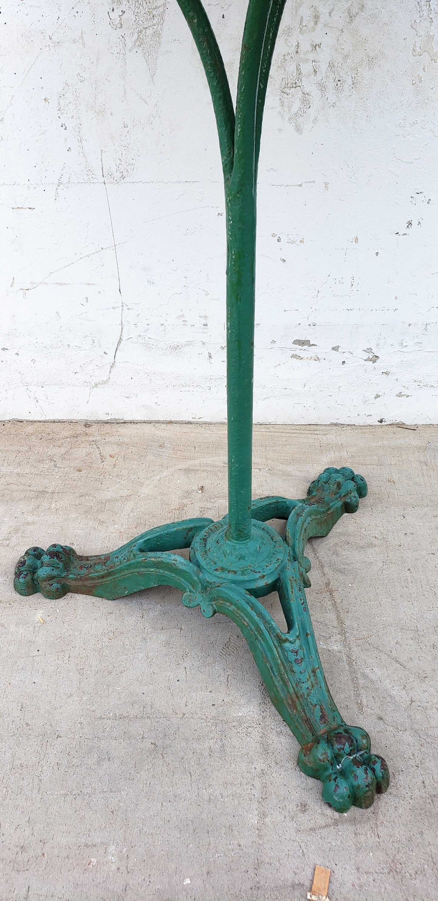 French Green Base Table with Marble Top