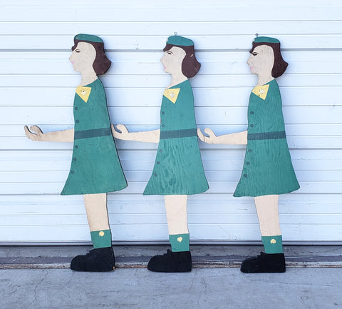 Children's Set of 3 Vintage Girl Scout Cutouts/Sign