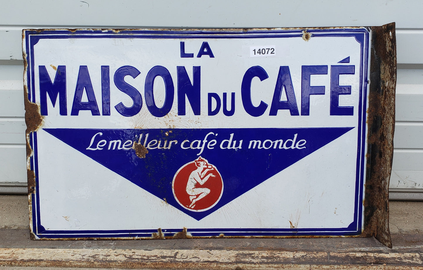 French Enamel Double-sided Sign " La Maison du Café"