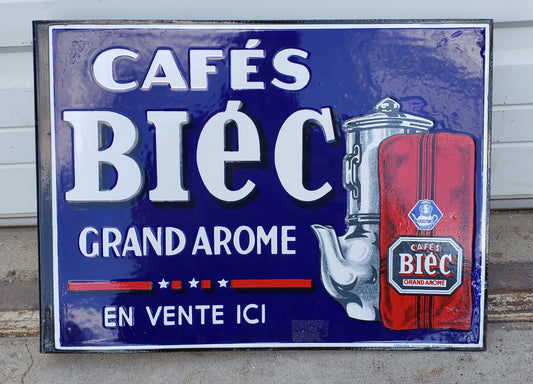 French Enamel Sign "Café Biéc"