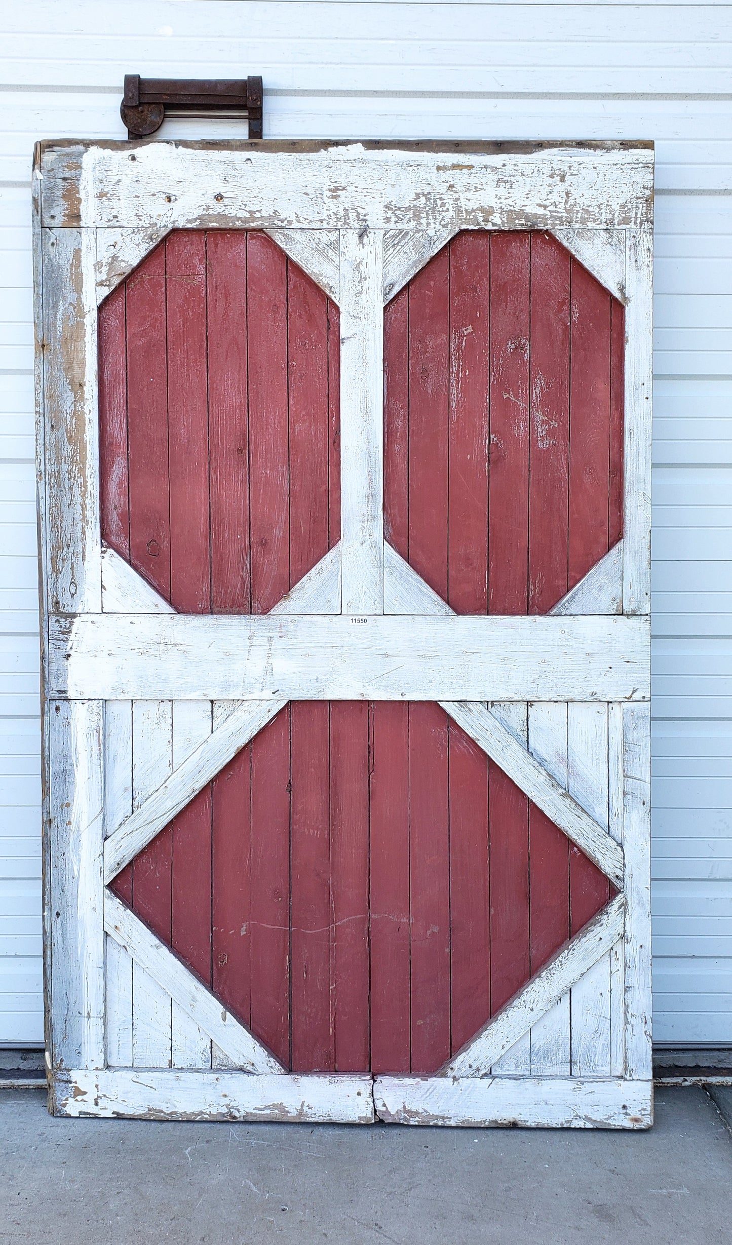 Single 3 Panel Red and White Antique Barn Door
