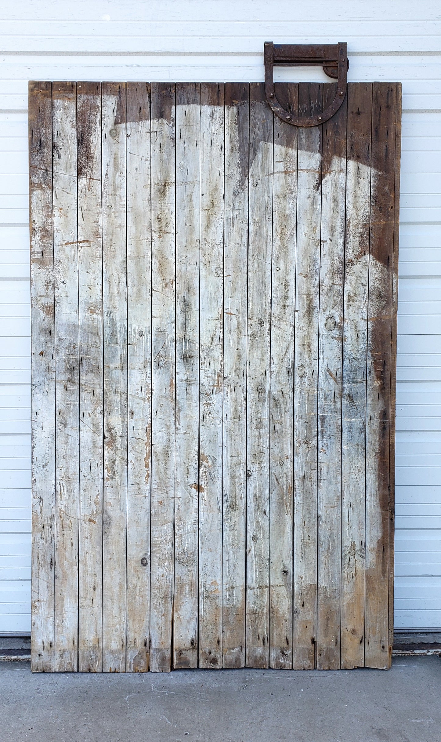 Single 3 Panel Red and White Antique Barn Door