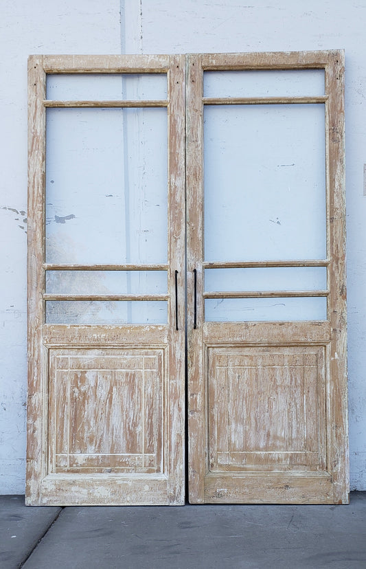 Pair of Antique Wood Doors with 4-Lites