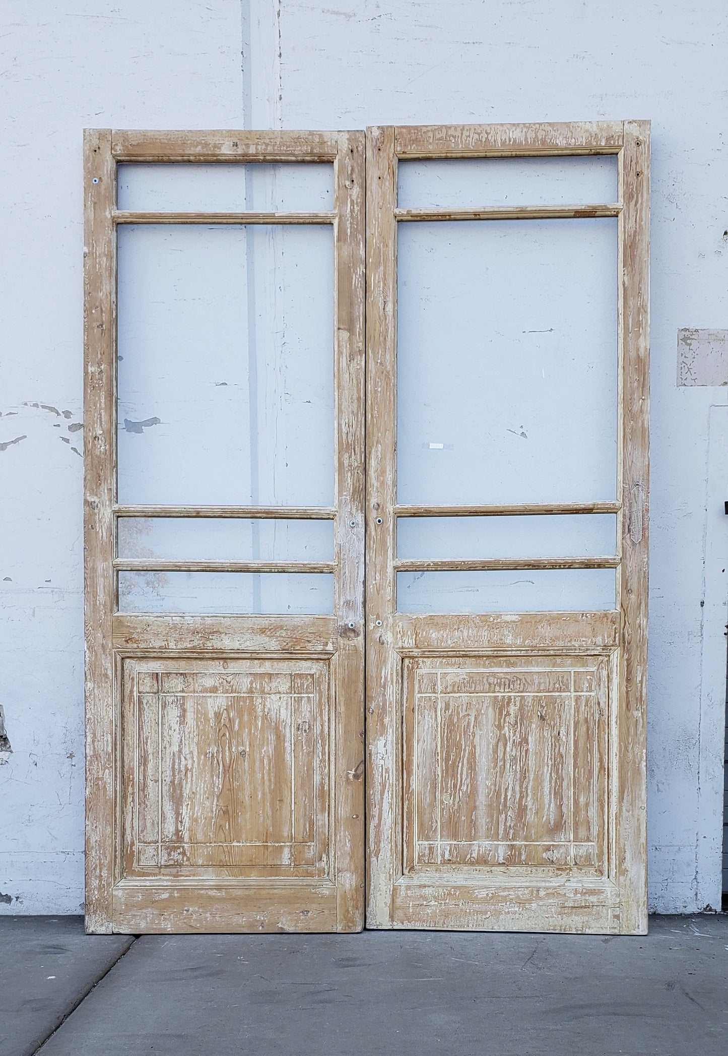Pair of Antique Wood Doors with 4-Lites – Antiquities Warehouse