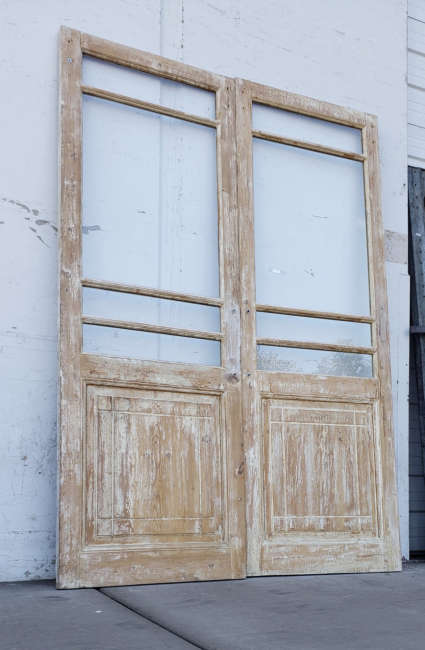 Pair of Antique Wood Doors with 4-Lites