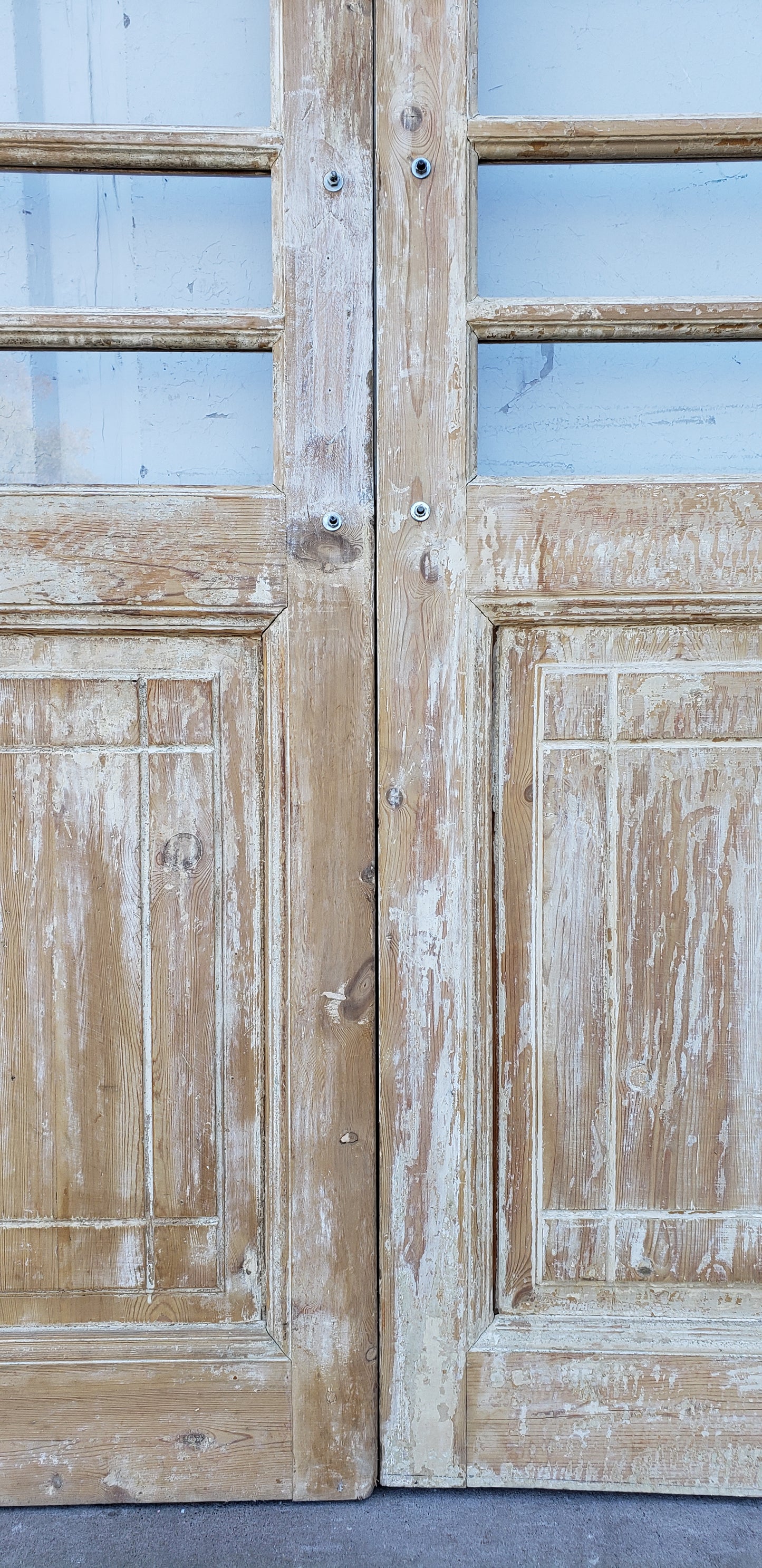 Pair of Antique Wood Doors with 4-Lites