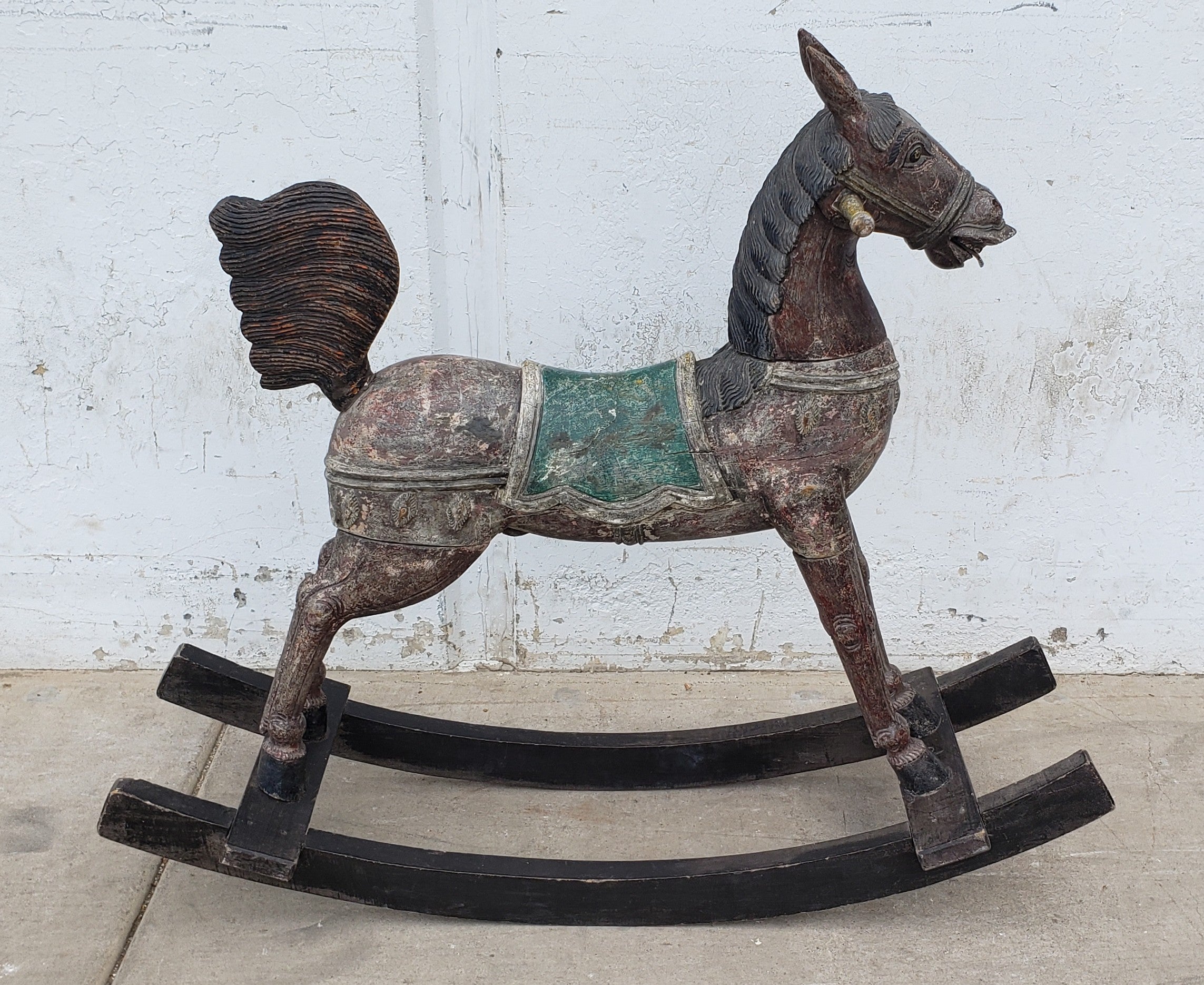 Vintage buy 1930s 22x39in wood rocking horse