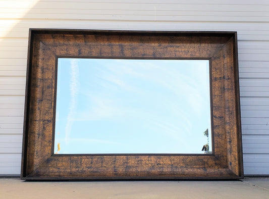 Oversized Wood Framed Antiqued Rectangle Mirror
