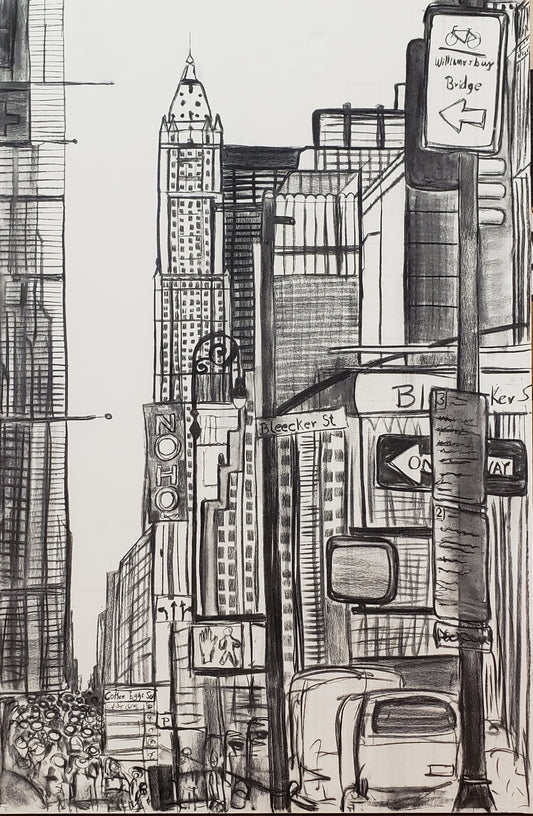 New York Skyline from Bleeker Street - Esteban Barron - Mixed Media Art