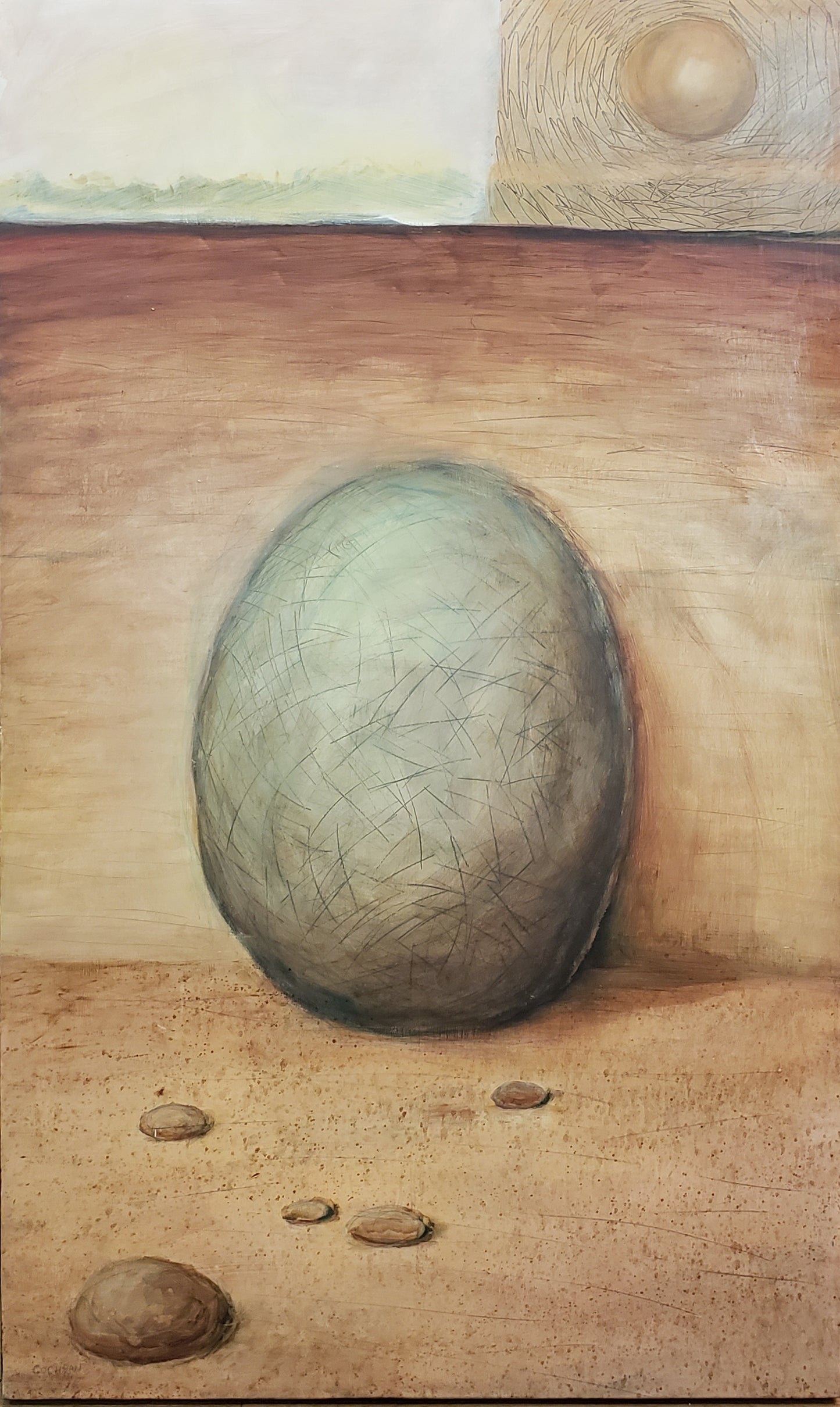 Painting on Wood, "Landscape with Ball" by Jeff Cochran