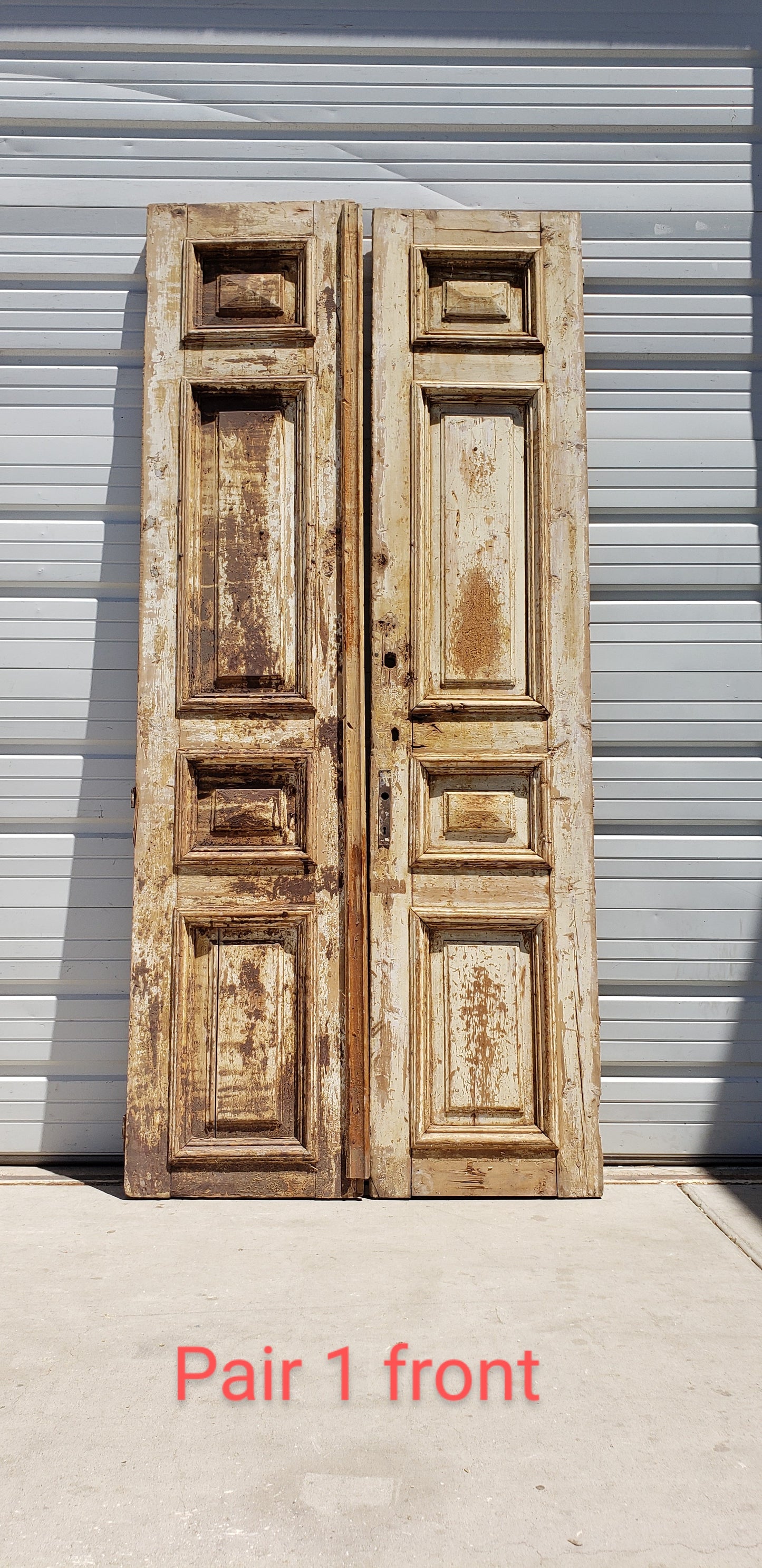 Pair of 4 Panel Washed Wood Antique Doors