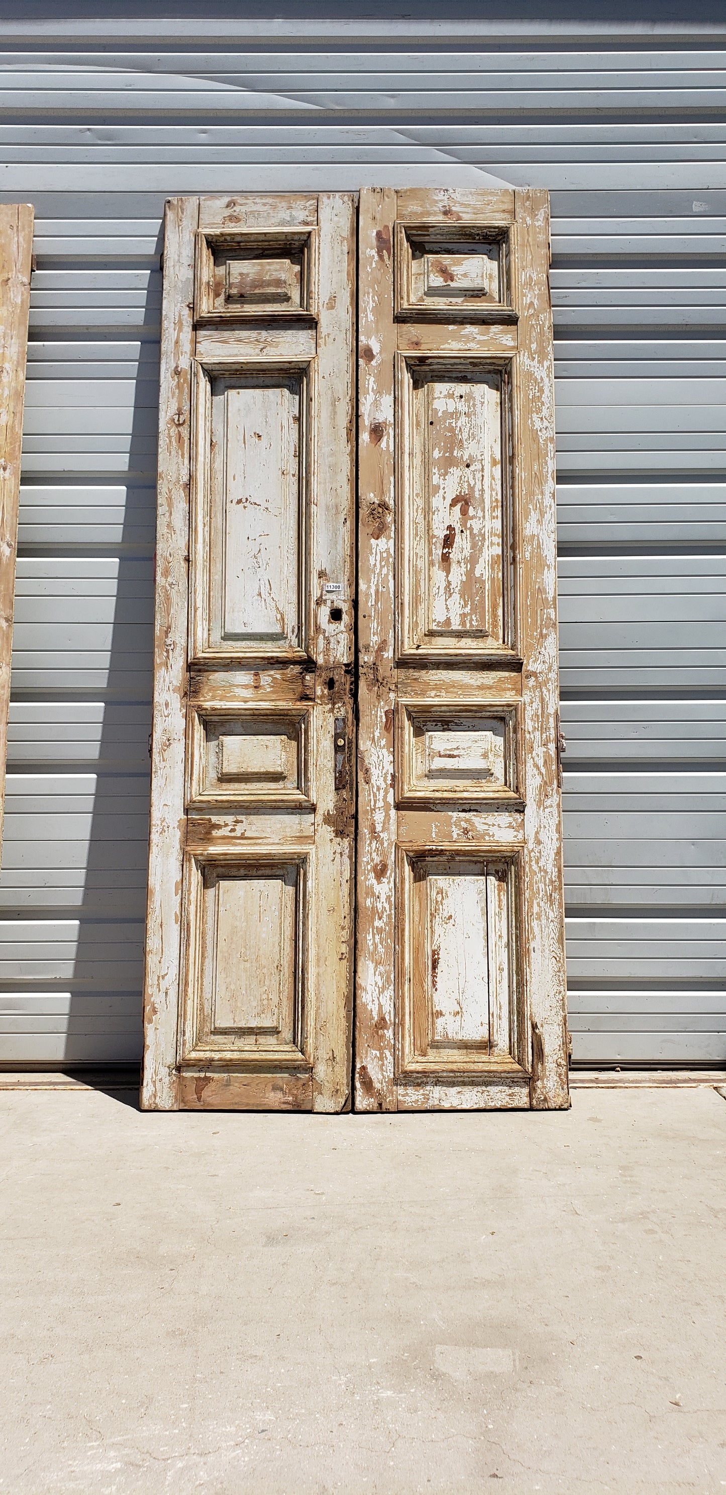 Pair of 4 Panel Washed Wood Antique Doors