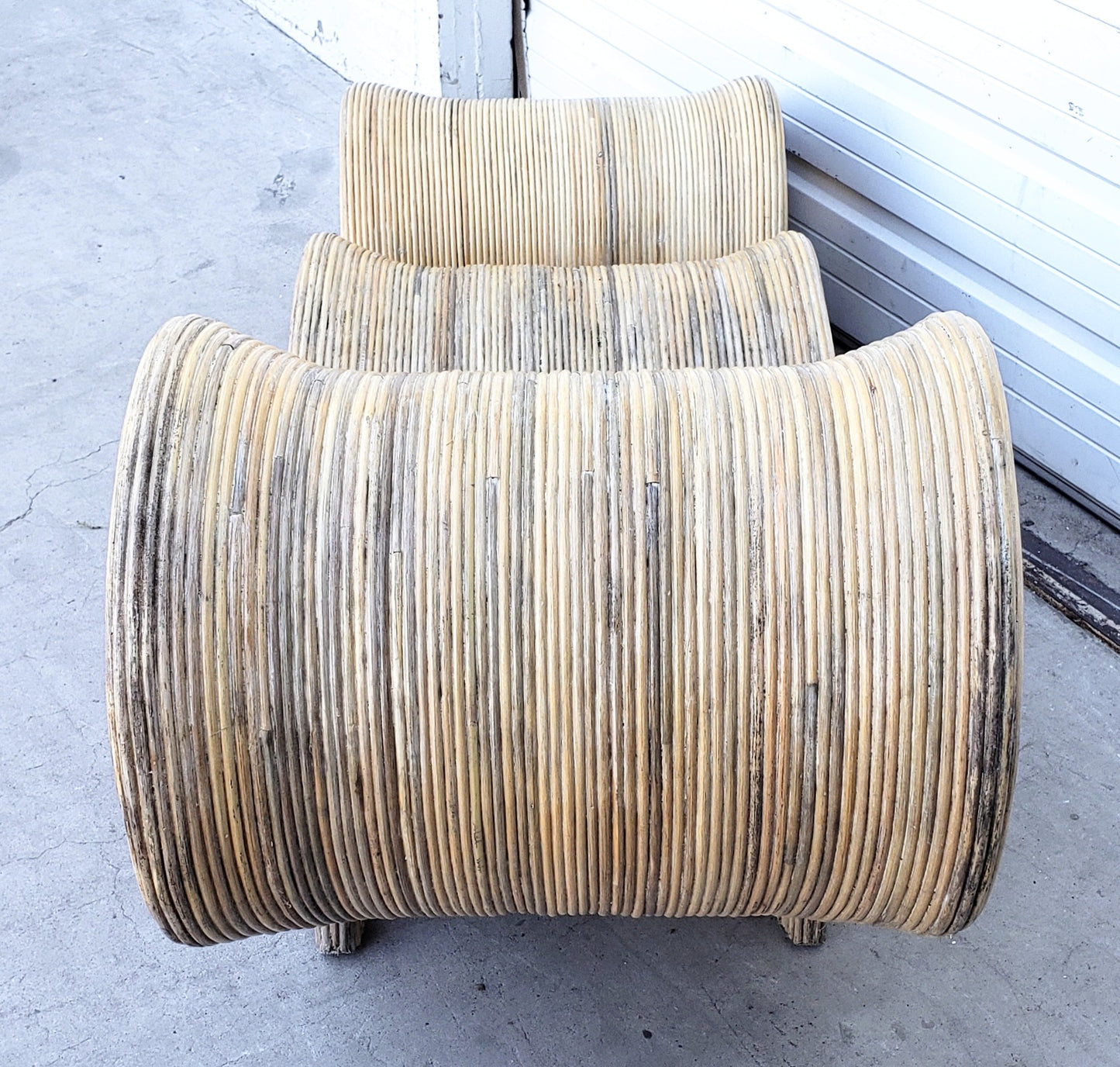 Wicker Chaise Lounge with Footstool