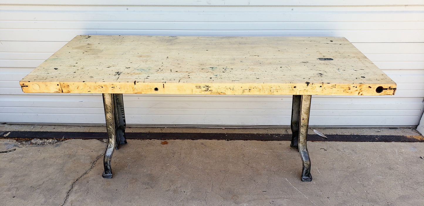 Bleached Wood Top Table with Iron Legs