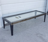 Stripped Metal and Glass Coffee Table "Diebold Safe & Lock Co."