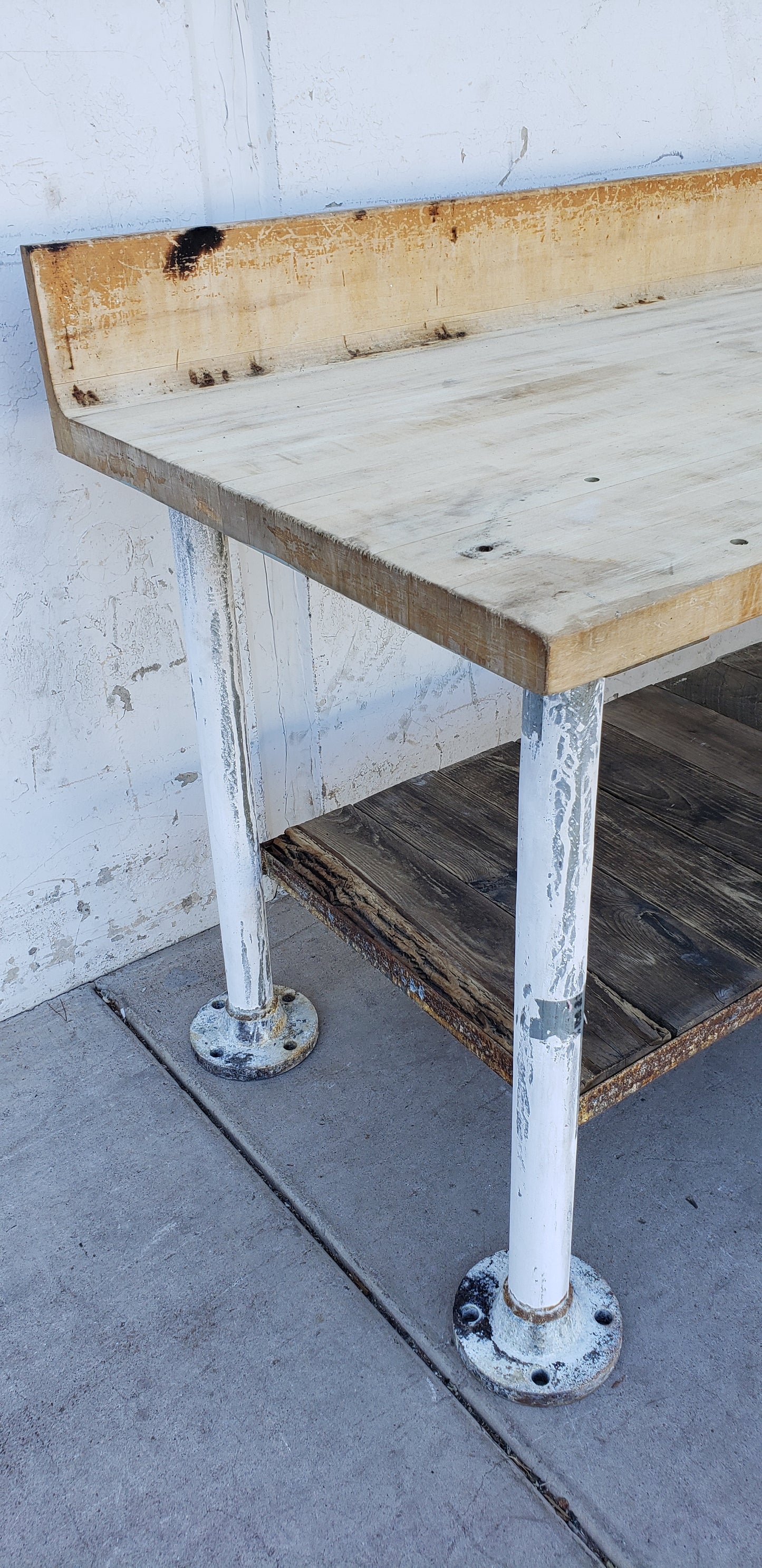 Butchers Table with Pipe Leg Base