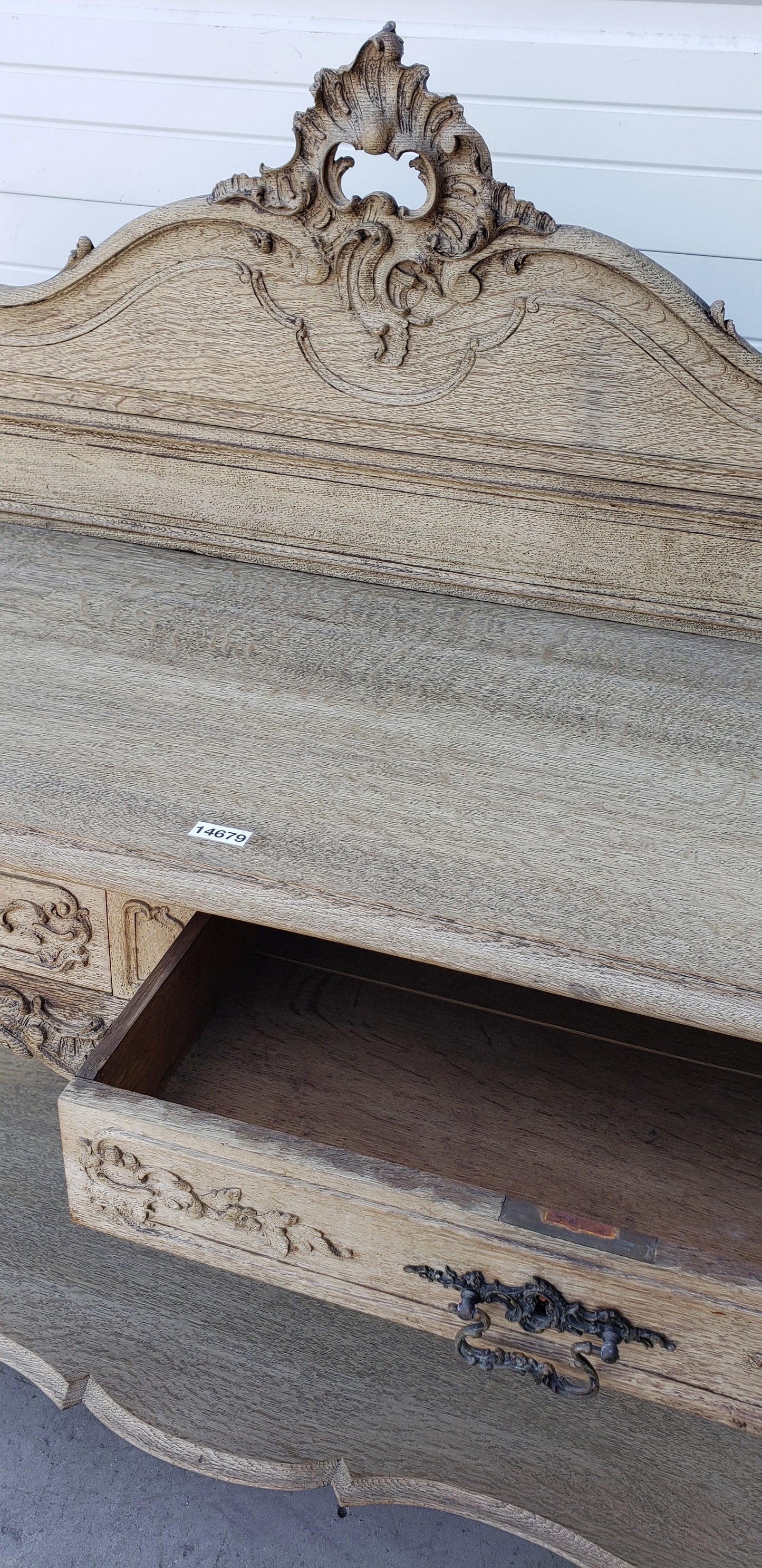 Carved Bleached Console Table