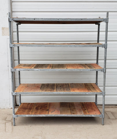 Industrial Galvanized and Barn Wood Shelving Rack