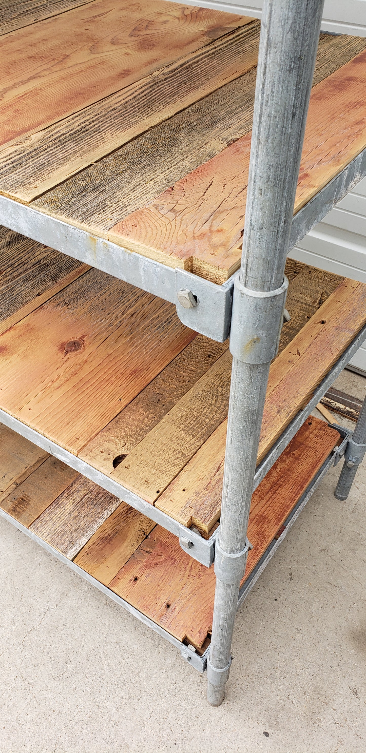 Industrial Galvanized and Barn Wood Shelving Rack