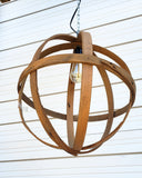 Repurposed Wooden Orb Pendant Light