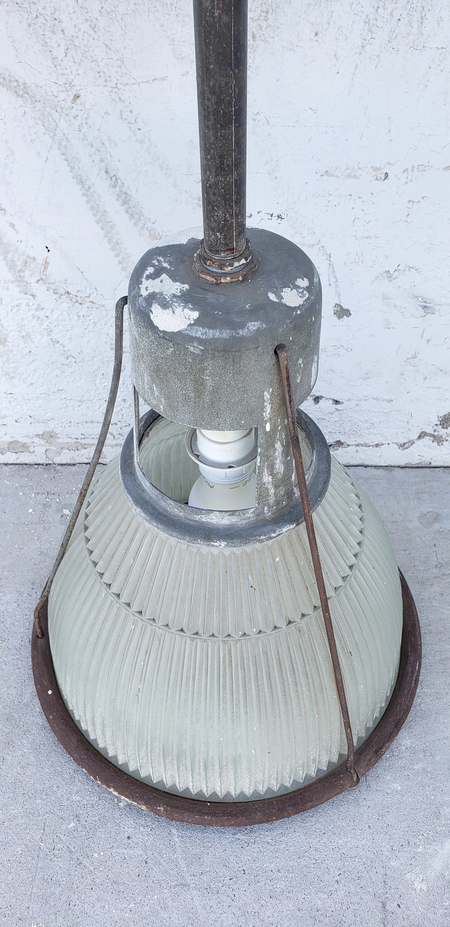 Industrial Ribbed Glass Pendant Light
