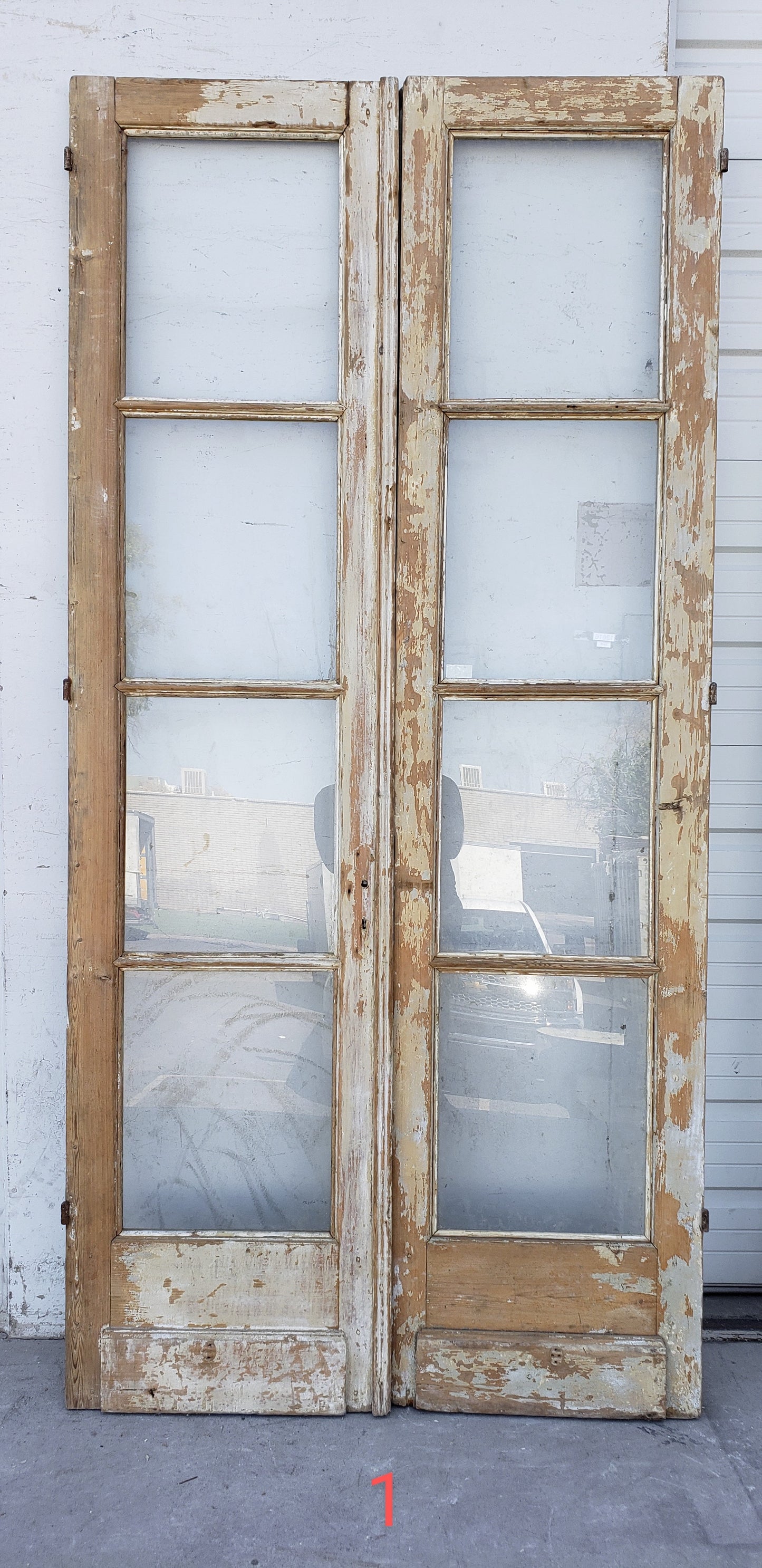 Pair of 4-Lite Antique Wood Doors