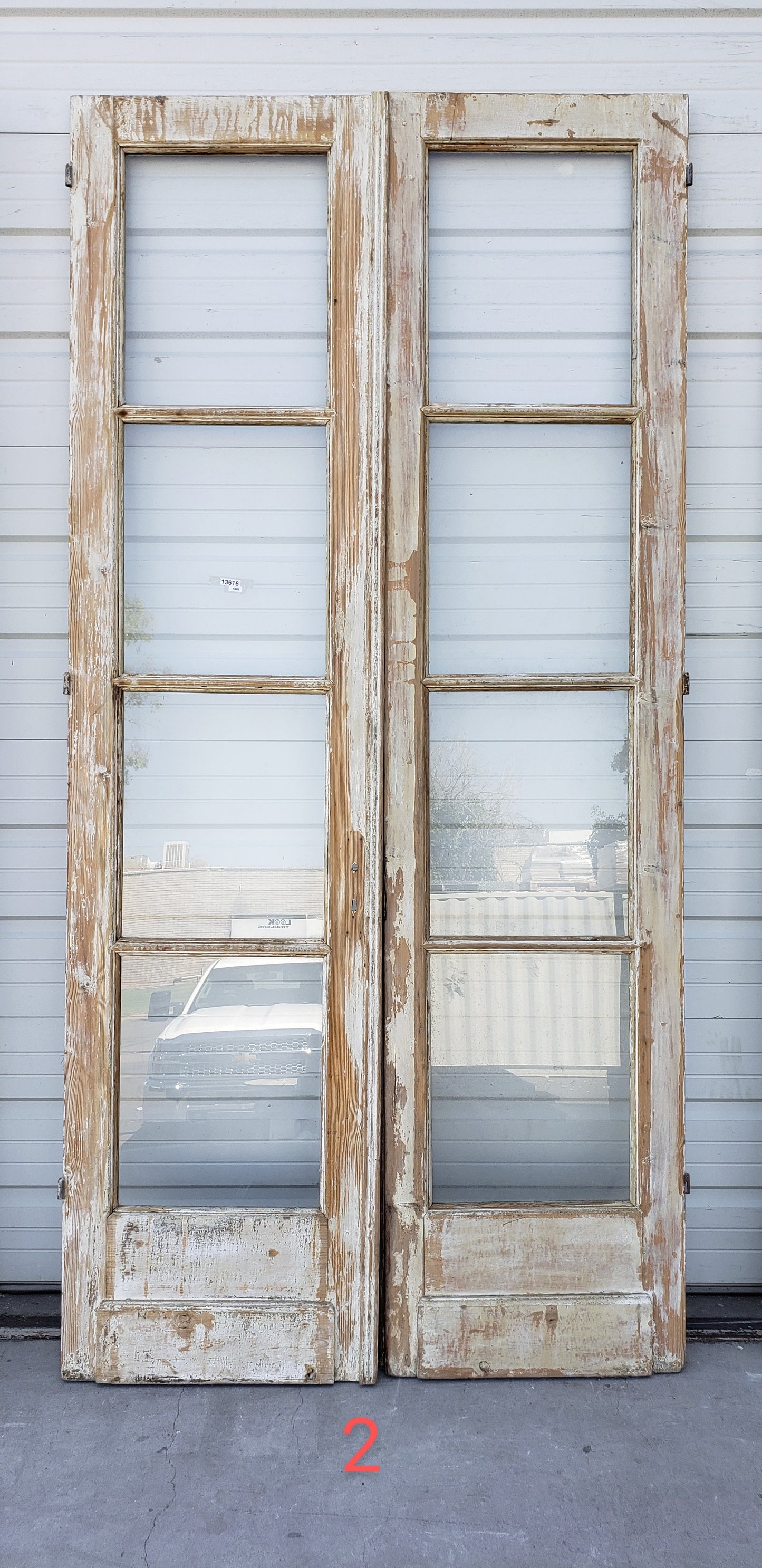 Pair of 4-Lite Antique Wood Doors