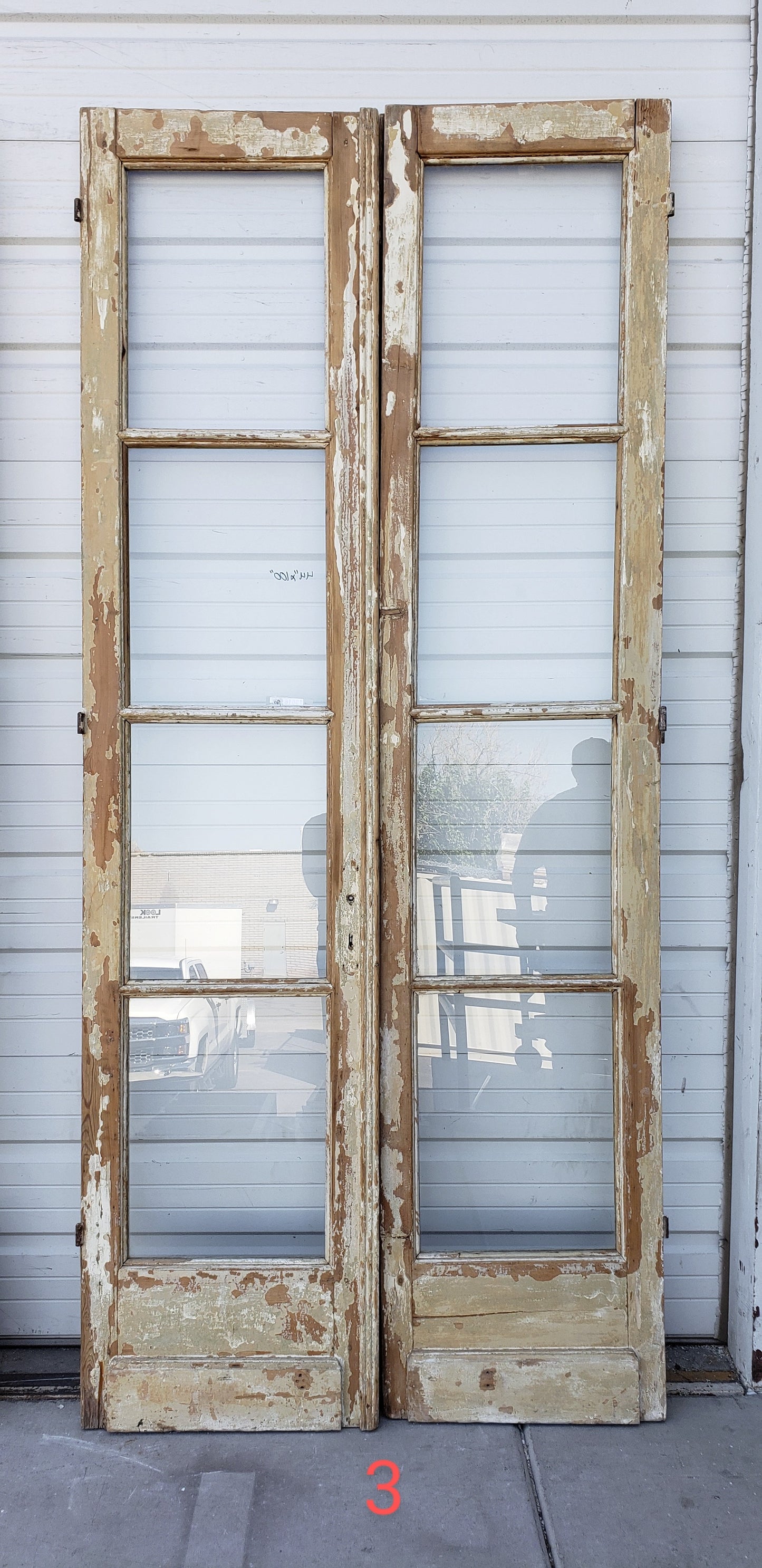 Pair of 4-Lite Antique Wood Doors