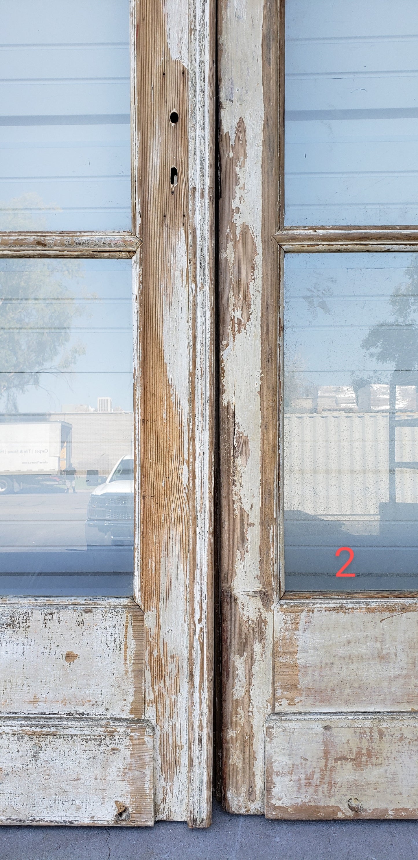 Pair of 4-Lite Antique Wood Doors