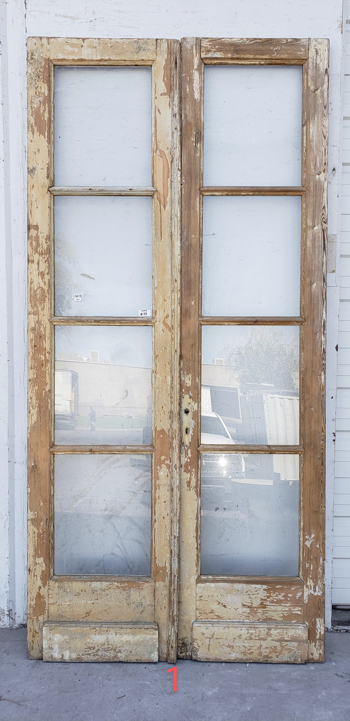 Pair of 4-Lite Antique Wood Doors