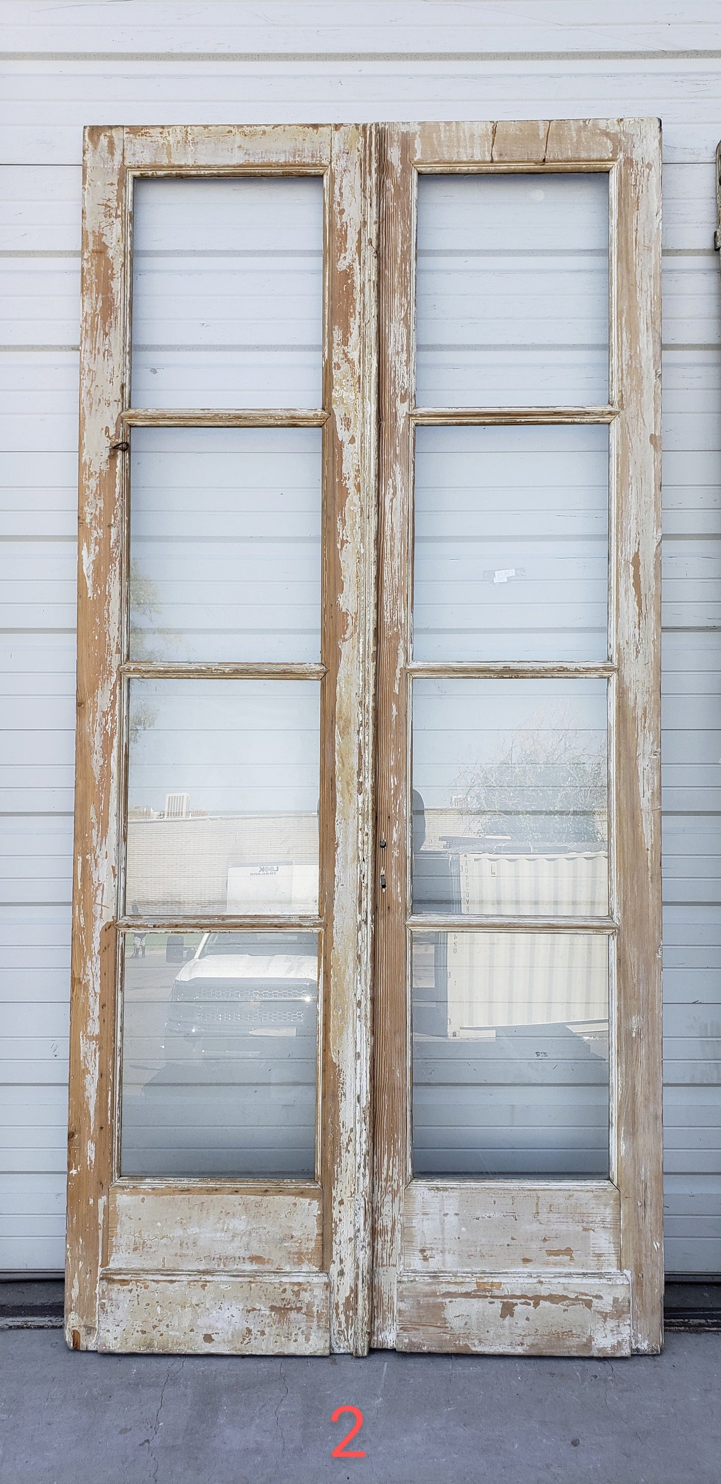 Pair of 4-Lite Antique Wood Doors