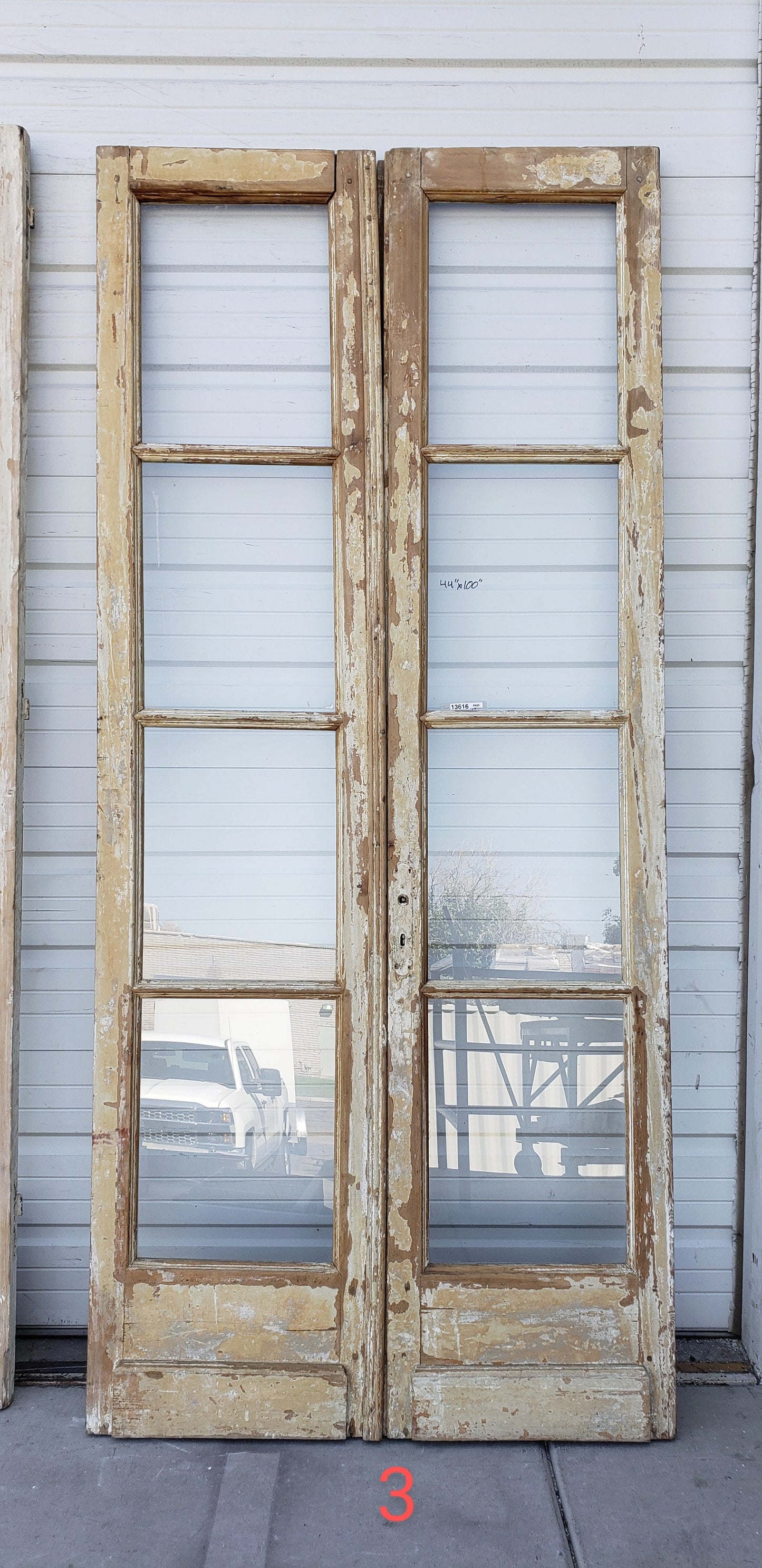 Pair of 4-Lite Antique Wood Doors