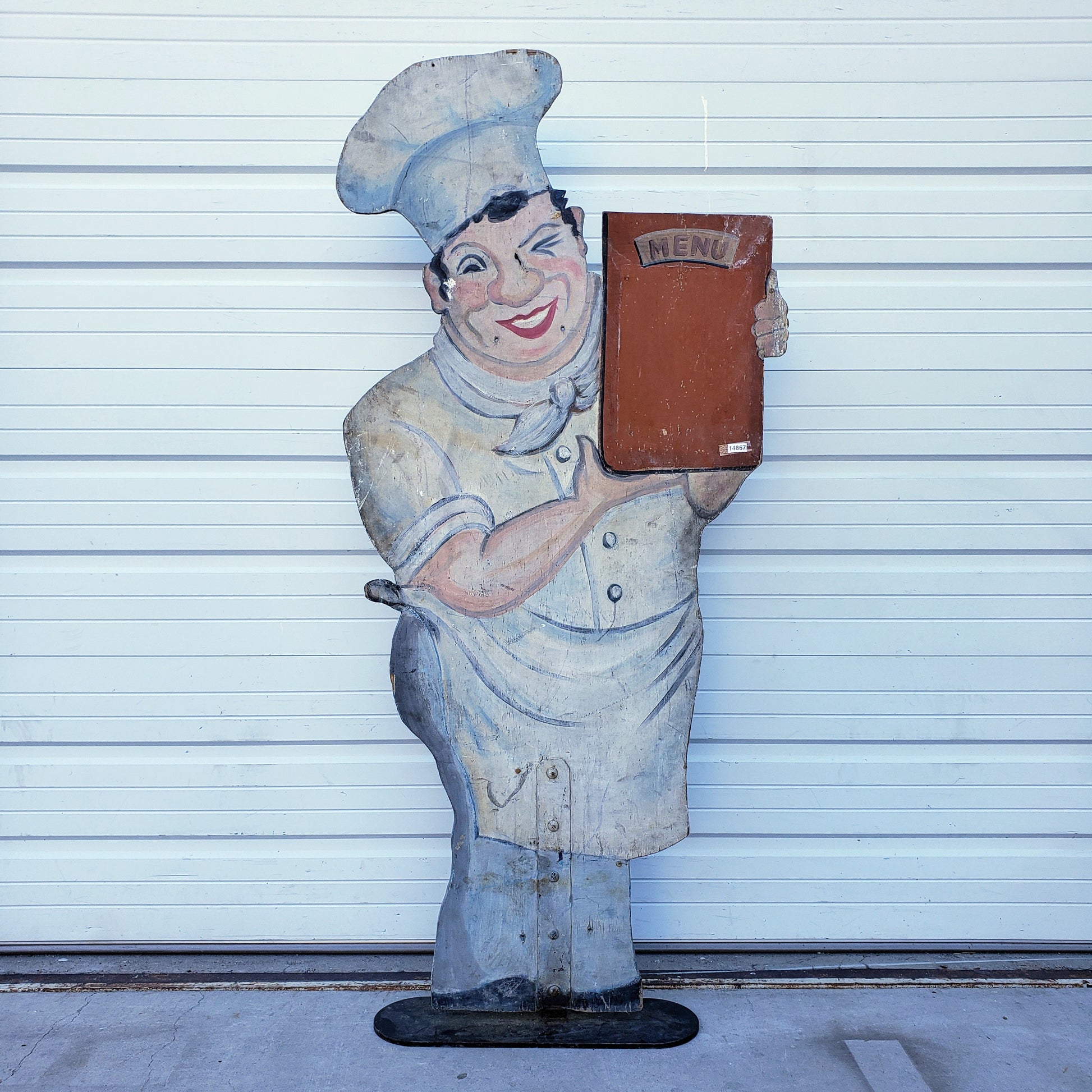 Wooden Standing Chef Restaurant Menu Sign – Antiquities Warehouse