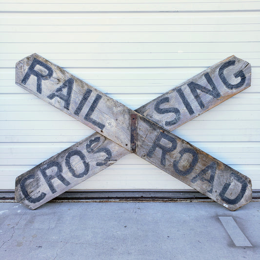 Large Wooden Railroad Crossing X Sign