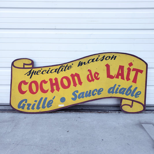 Double Sided Wooden Cochon de Lait Restaurant Sign