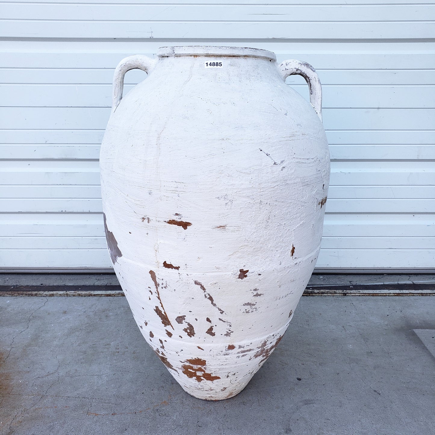 Large Terracotta Pot with Chippy White Paint