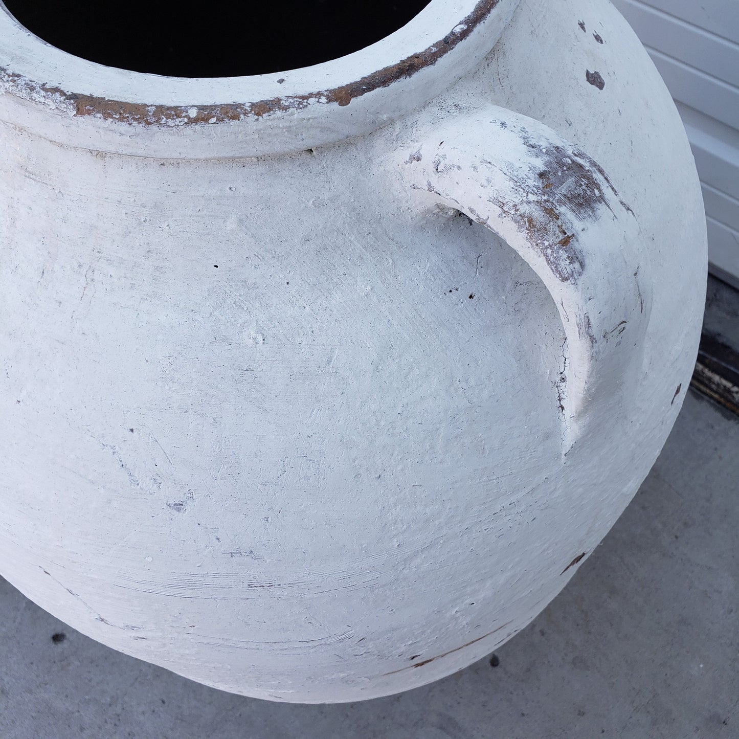Large Terracotta Pot with Chippy White Paint
