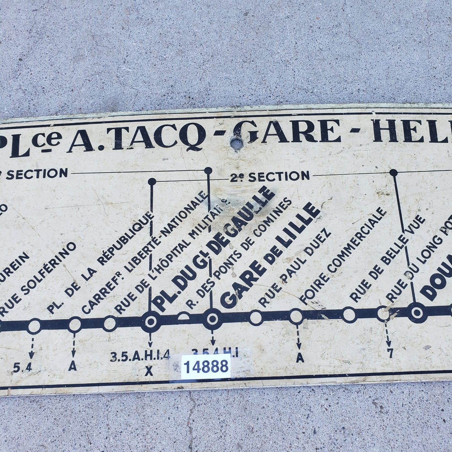 Double Sided French Metal Metro Station Sign - B PLce a Taco Gare - Hellemmes