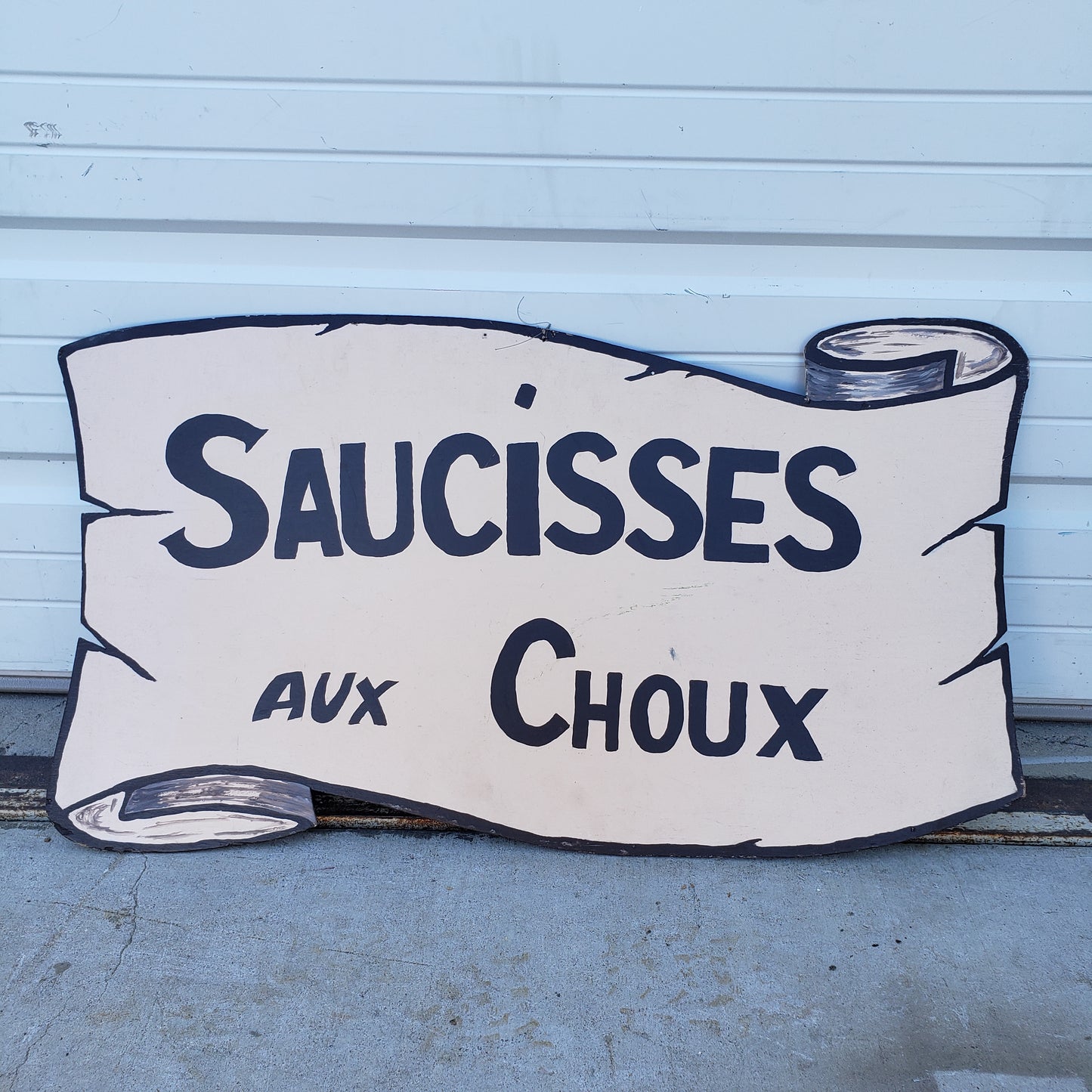 Double Sided Wooden Cochon de Lait a la Broche / Saucisses Aux Choux Restaurant Sign