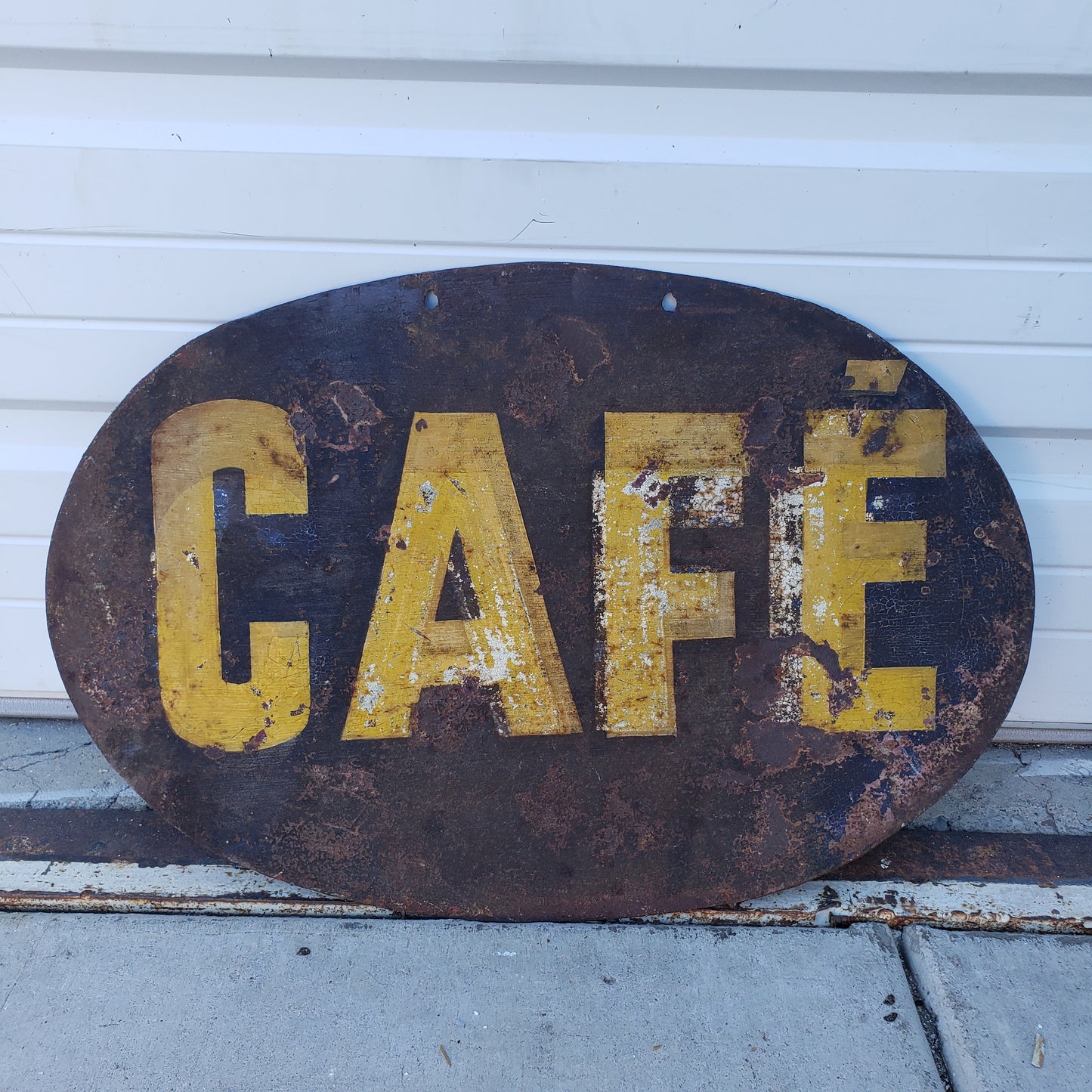 Small Double Sided Metal Yellow Cafe Sign