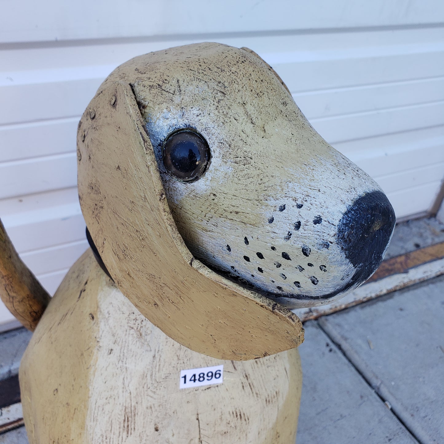 Wooden Folk Art Dog / Yellow Labrador Statue