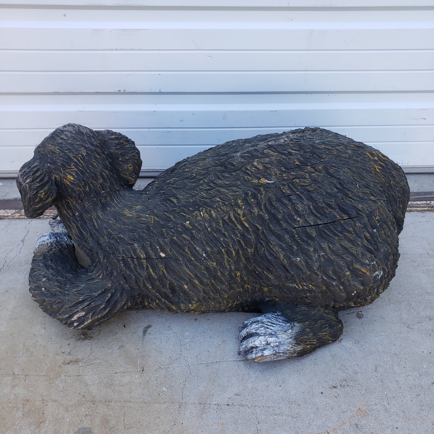 Wooden Folk Art Primitive Shaggy Dog