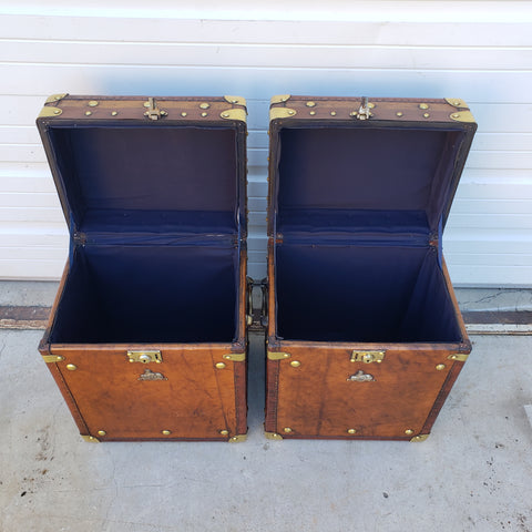 Antique English Luggage Trunk Side Table with Iron Base – Laurier