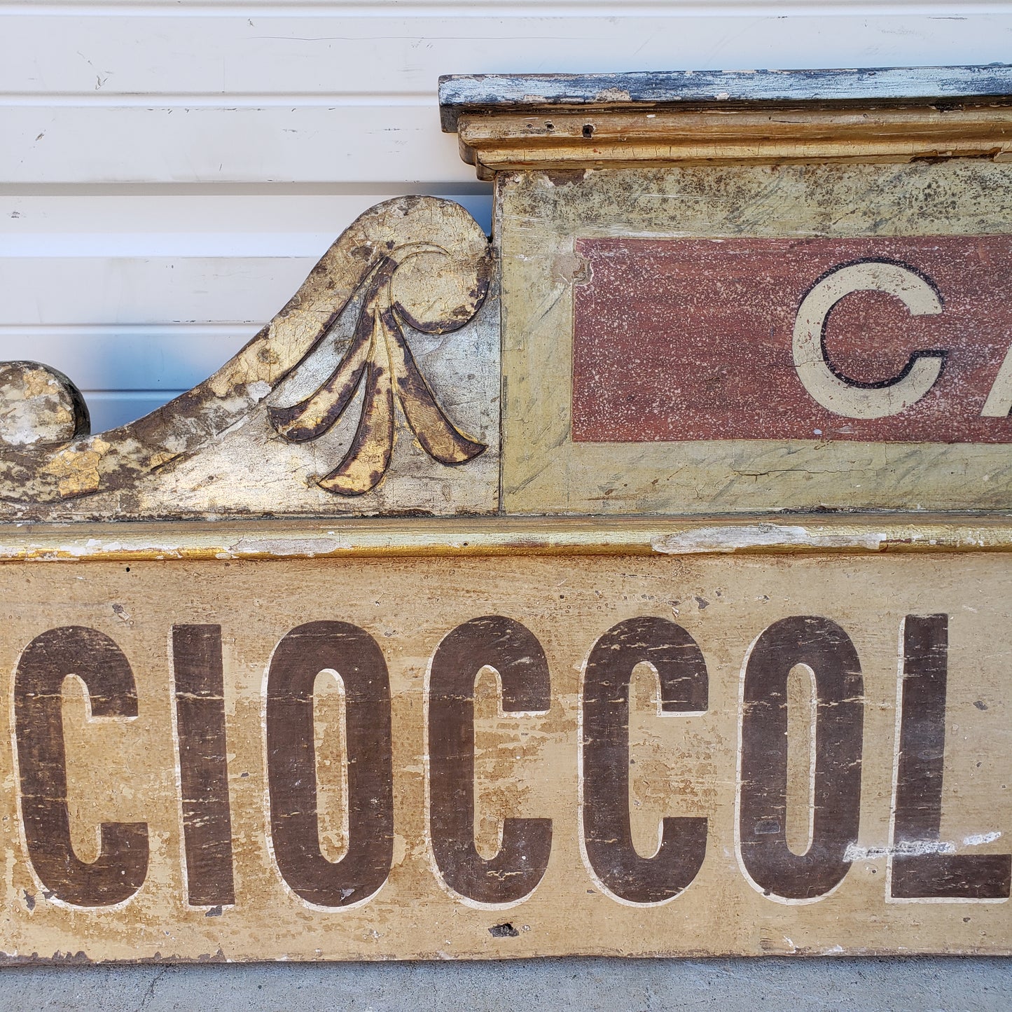 Art Nouveau Wooden Caffe Sign - Cioccolato & Te