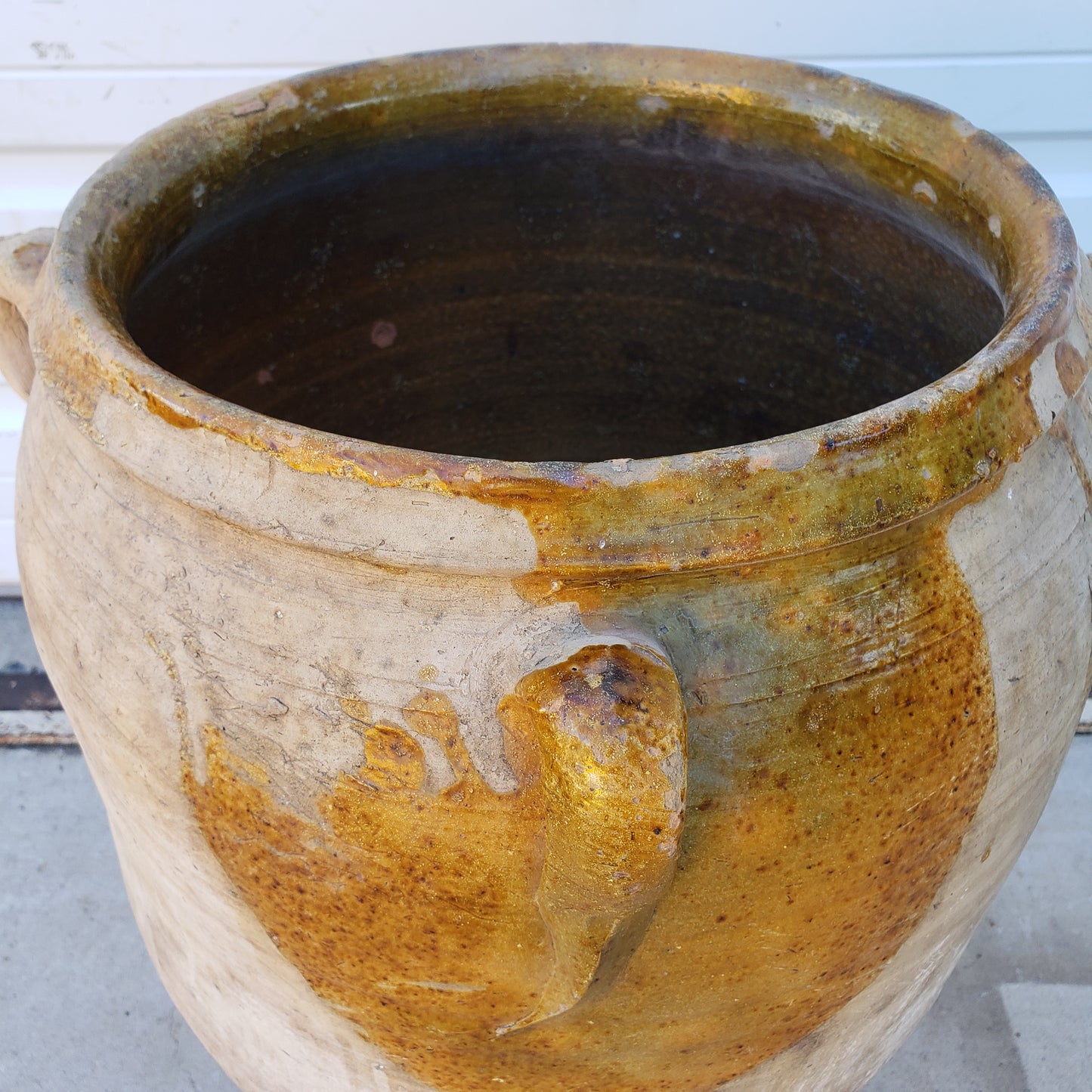 Tall Brown Glazed Catalan Olive Jar /Terracotta Pot